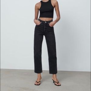 ZARA HIGH RISE STRAIGHT LEG JEAN